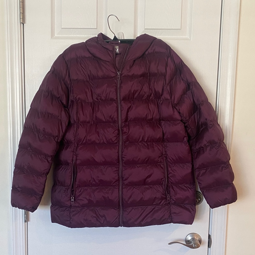32 Degrees Burgundy Puffer Coat